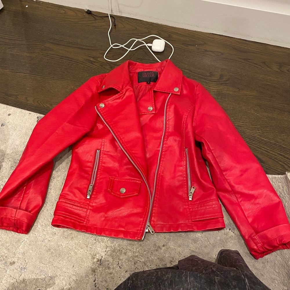 Olivia Miller Bold Red Leather Jacket - Picture 3 of 3